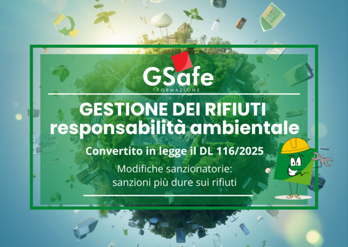 L'immagine descrive gli aggiornamenti in materia di responsabilità ambientale e gestione dei rifiuti. Nuovo piano sanzionatorio DL 116/2025